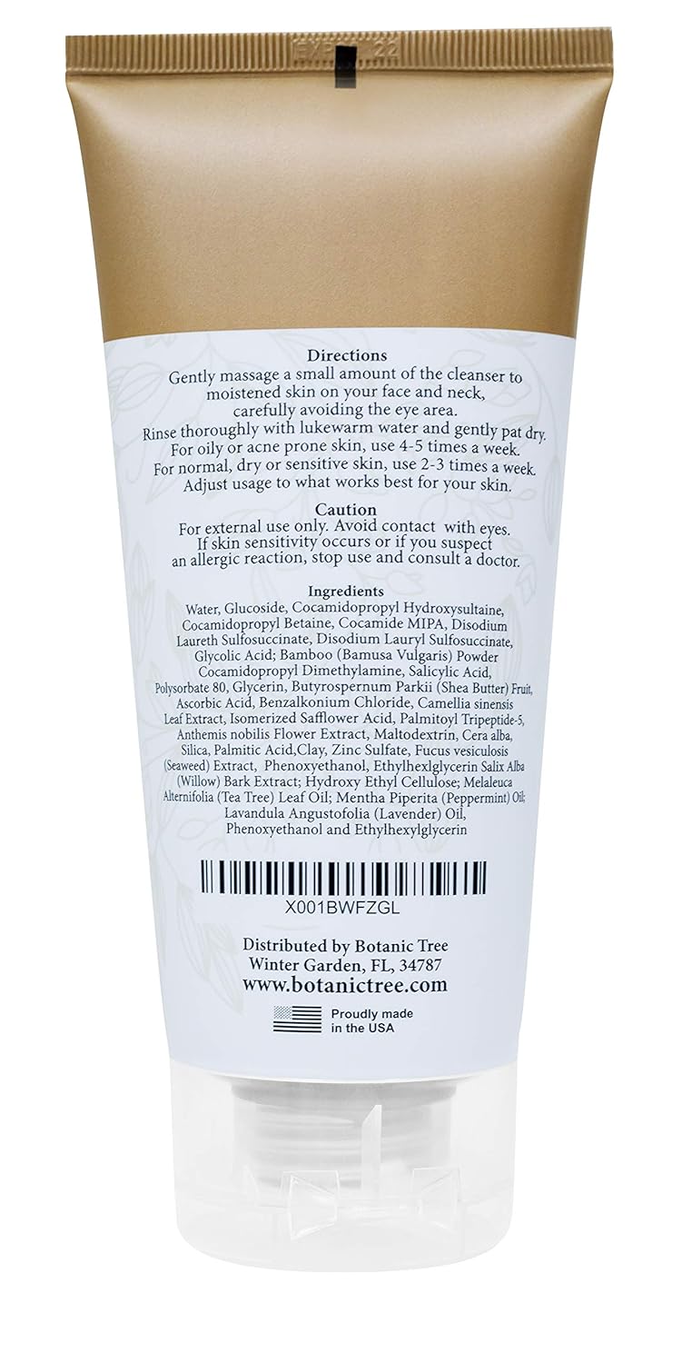 Botanic Tree Glycolic Acid Face Wash-Facial Exfoliating Cleanser w/ 10% Glycolic Acid-Acne Facial Wash For a Deep Clean-Anti Aging AHA Peel for Acne, Wrinkle Reduction-Natural Skin Facewash Scrub for Cystic Acne-6 Oz: Beauty
