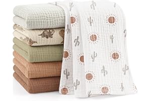 Bearmoss Muslin Baby Washcloths 100% Cotton Baby Bath Wash Cloth Large Ultra-Absorbent Burp Cloth Soft Baby Face Towel for Ne