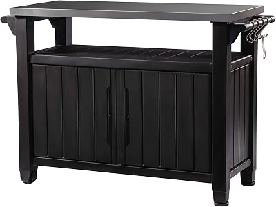 Keter Grande BBQ Side Table Brown 183L Storage Heavy Duty PVC Outdoor Kitchen