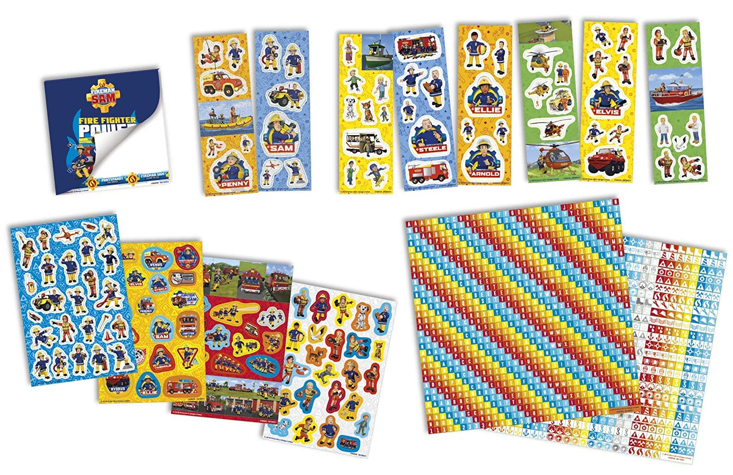 Totum Creative Kit - Fireman Sam - Sticker Box 12R+2S+Bookl - Box of Stickers Over 1000 with Notebook