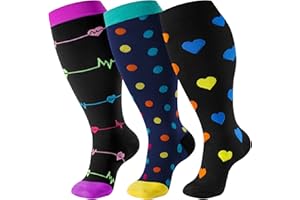 cerpite Plus Size Compression Socks Wide Calf for Women & Men 20-30 mmhg-Extra Wide Calf Knee High Support Socks for Nurse