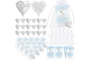 Fumete 60 Sets Funeral Favors for Memorial Service Celebration of Life Decorations Heart Pocket Hug Token Angel Coins and Angel Poem Cards Memorial Gifts for Family Church Funeral Prayer (Spanish)