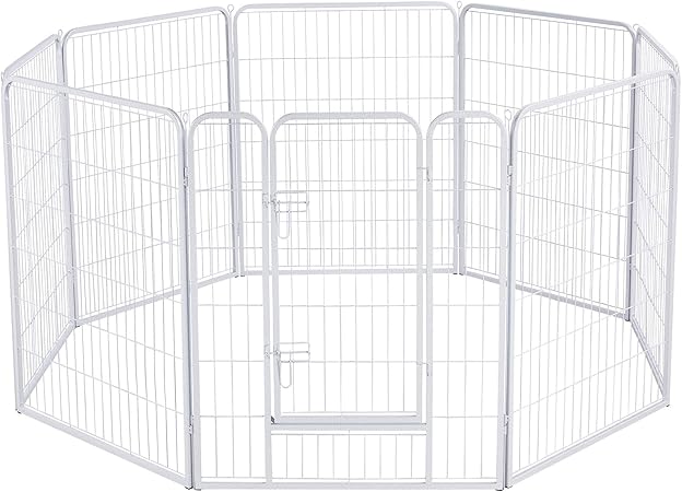 white dog pen