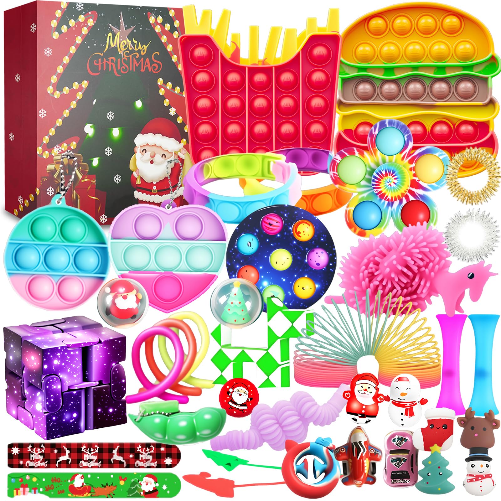 vita dennis Christmas Fidget Advent Calendar 2025 with 36 Pcs Fidget Toys for Kids and Adults, Sensory Stress Reliever Toy for Anxiety ADHD, Squeeze Toy Family Games Holidays Party Gift Box Set (S)
