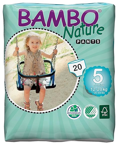 Bambo Nature Premium Baby Diapers - Pants Style, Large Plus Size, 20 Count - Super Absorbent Toilet Training Pull Ups for Kids upto 3 years
