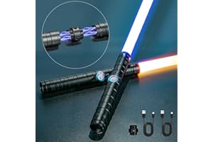 EVEBLESS Lightsaber, Metal Hilt Light Saber with RGB Colors, Double Light Sabers for Dueling, 3 Modes Lightsabers, Light Sabers with Connectors, Lightsaber Toy for Adults Kids Game Christmas Halloween, 2 Pack