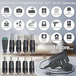15V DC Power Supply DC 15V Power Cord 15V 1A