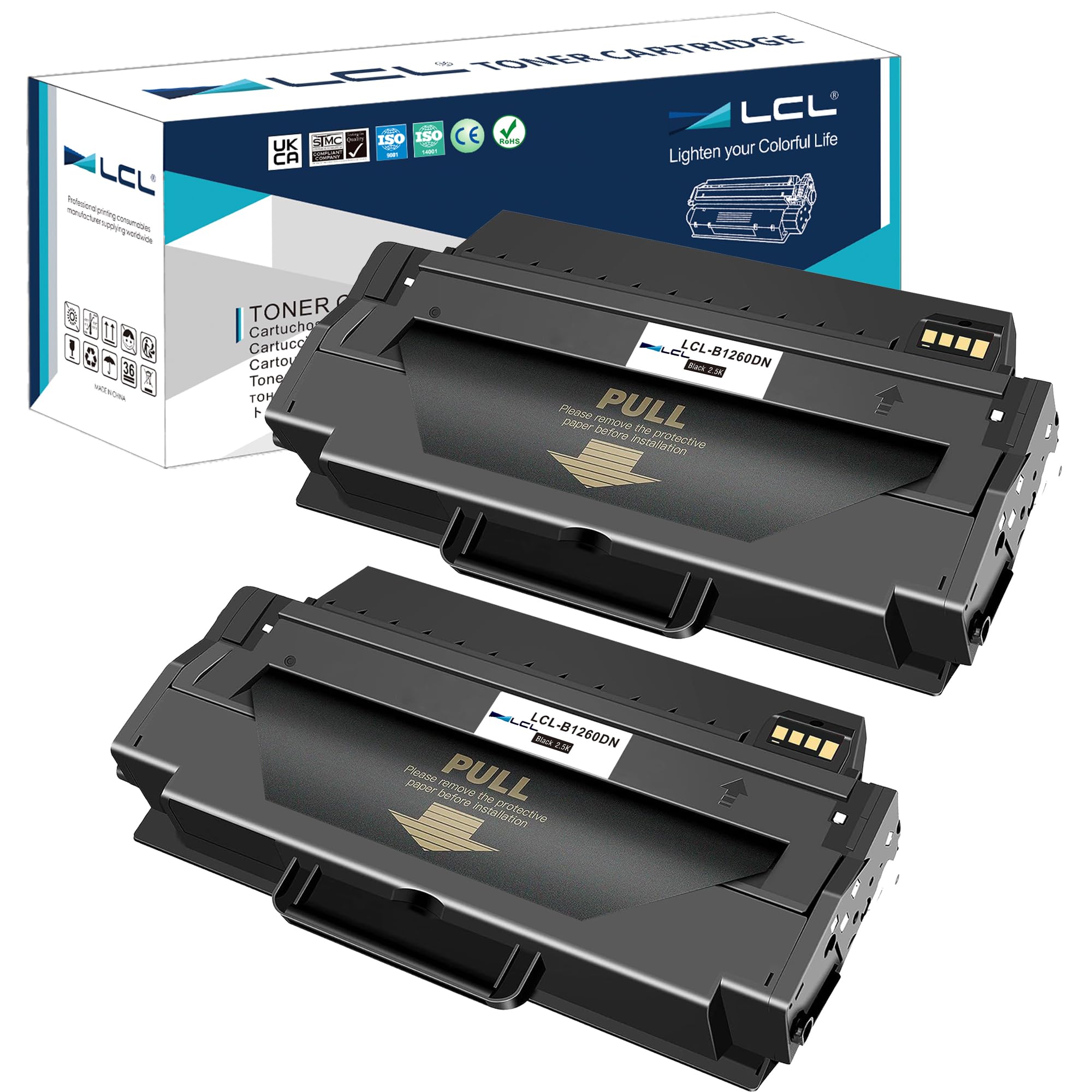 LCL Compatible Toner Cartridge B1260DN B1260DNF B1265DNF B1265DFW 593-11109 RWXNT DRYXV (2 Black) Replacement for Dell B1260 B1260dn B1265dnf B1265dfw