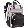 LOVEVOOK Backpack for Women,Laptop Backpack Women,Fits 15.6 Inch Laptop Bag,School Backpacks,Fashion Travel Work Anti-theft Bag,Waterproof Business Computer College Backpack Purse,Grey-Black-Balck