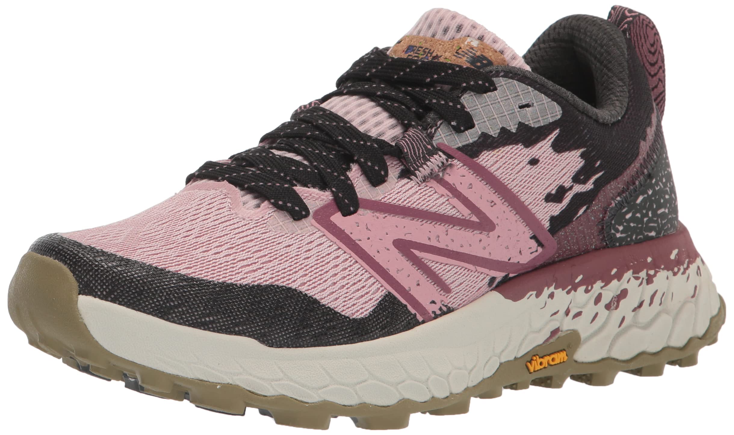 New Balance Women’s Fresh Foam X Hierro V7 Trail Running Shoe, Stone Pink/Blacktop/Washed Burgundy, 5