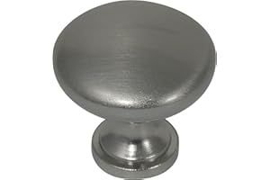 Laurey 54628 Danica Steel Round Mushroom Shaped Cabinet Hardware Knob - 1.38 Inch - 35mm -Brushed Satin Nickel