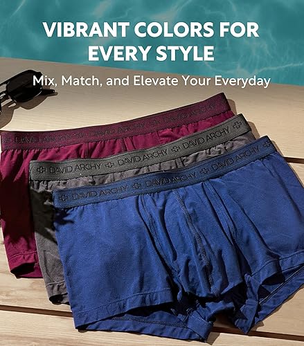 DAVID ARCHY Men's Underwear Micro Modal Dual Pouch Trunks Support Ball  Pouch Bulge Enhancing Boxer Briefs for