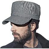 Neletao Blue and White Railroad Engineer Hat Train Conductor Adult Hat