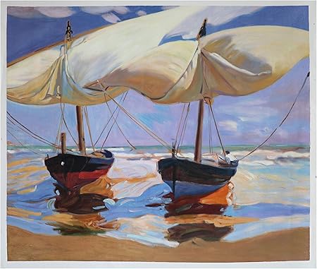 Amazon Com Beached Boats Joaquin Sorolla Y Bastida Hand Painted Oil Painting Reproduction Beach Sailboats Coastal Landscape Beautiful Seascape Decor 39 37 X 47 24 In Paintings