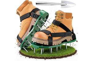 Lawn Aerator Shoes, Ohuhu Free-Installation Lawn Aerator Shoes for Grass Heavy Duty Grass Aeration Sandals with Stainless Ste