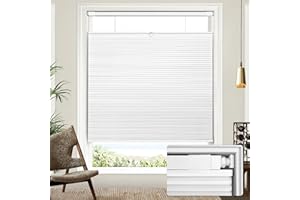 Lazblinds Upgraded Magnetic Top Down Bottom Up (TDBU) Honeycomb Blinds, No Drill No Tools Easy Install Cordless Cellular Shades for Windows 23" W x 48" H, White - Blackout