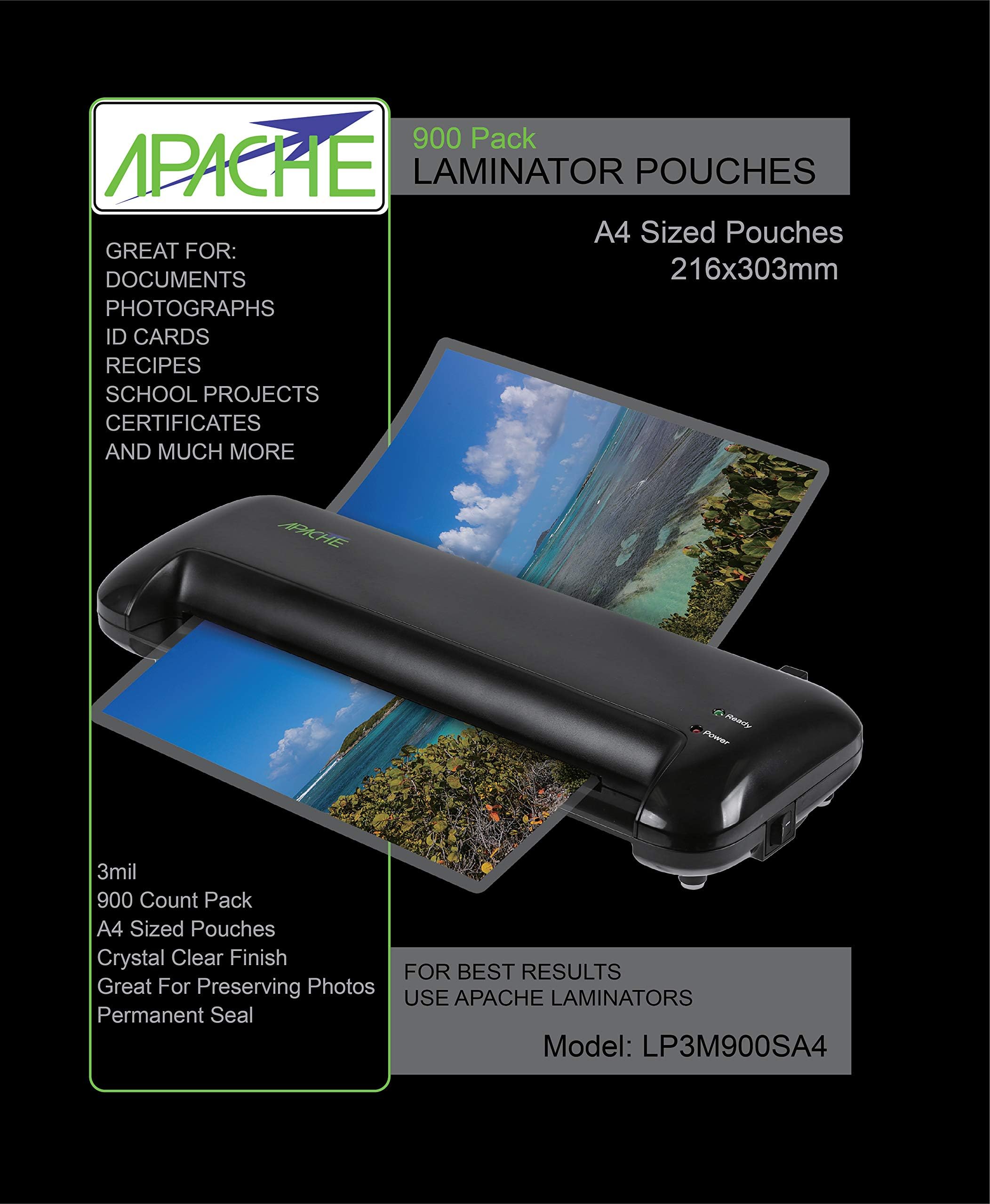 Apache Laminating Pouches A4 150 Micron (2 X 75 Micron) 900 Pack