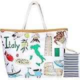 Joeyer Borsa a Tracolla da Spiaggia Tela, Borsa da SpiaggiaCon Chiusura Zip Shopper Tela Borse Ideali per le vacanze