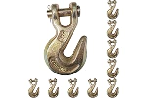 MEGA CARGO CONTROL Heavy-Duty 1/2" Forged Steel Clevis Slip Hooks, 10 - Pack G70 Tow Chain Grab Hooks for Trailers, Trucks & Transport Towing