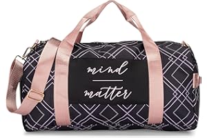 GOMOYO Gym Bag for Women with Shoe Compartment and Wet Pocket | Durable Lightweight Gym Duffle Bag with Motivational Quote and Graphic Designs | Rose/Black - Diamond Design
