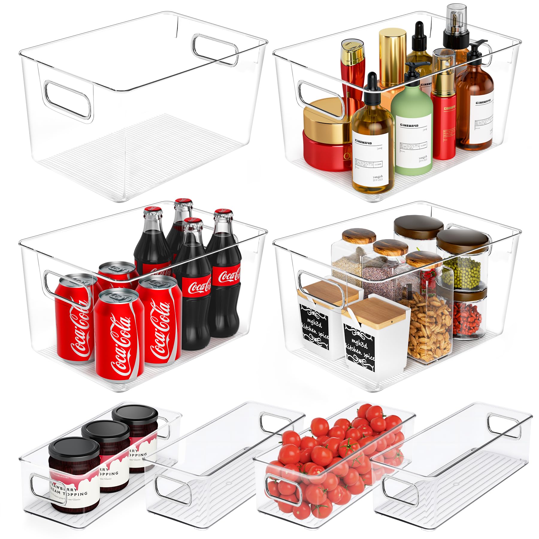 Photo 1 of SKTKSE Clear Plastic Storage Bins 8 Pack - Pantry Organizers and Storage, Fridge Organizer Containers for Kitchen, Cabinet, Freezer, Bathroom, Clost, Home Organization