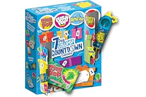 BAZOOKA CANDY BRANDS Bazooka Brands 7 Day Christmas Candy Countdown Calendar, Advent Calendar with Full-Size Hard Candy Lollipops, Ring Pop, Push Pop, Baby Bottle Pop, Juicy Drop, Customizable Gift Box, Kids Party Favors