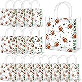 Sweetude 24 Pcs Football Gift Bags Bulk Brown and Green Clear PVC Goodie Bags with Handles 7.87 x 3.1 x 7.87 Inch Reusable Treat Wrapping Exchange Gift for Team Birthday Bowl Party Sport Favor