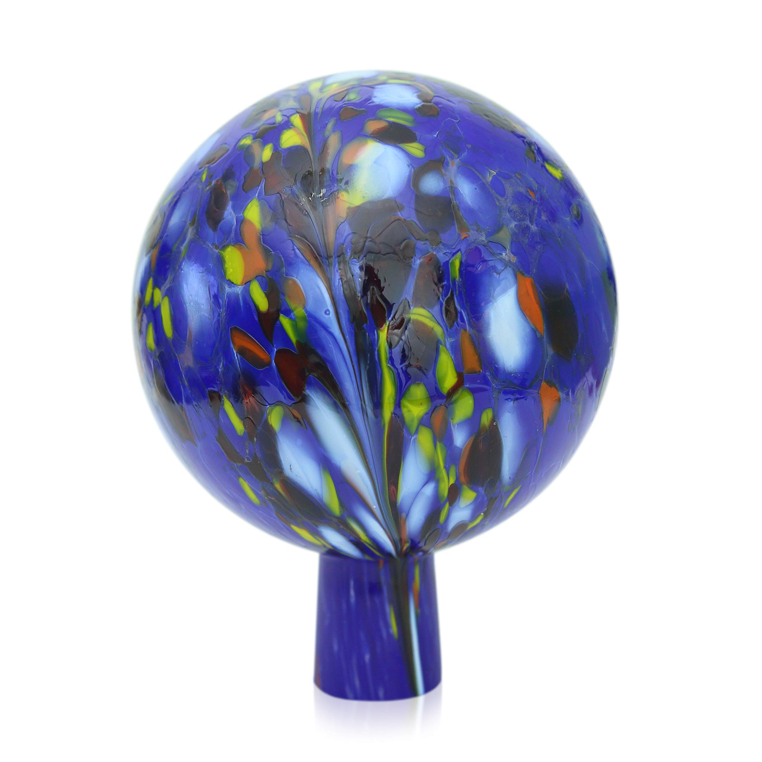 Lauschaer Glas Garden Ball Rose Ball Glass with Granules Dark Blue Height 19 cm Diameter 15 cm Hand-Blown Hand Shaped