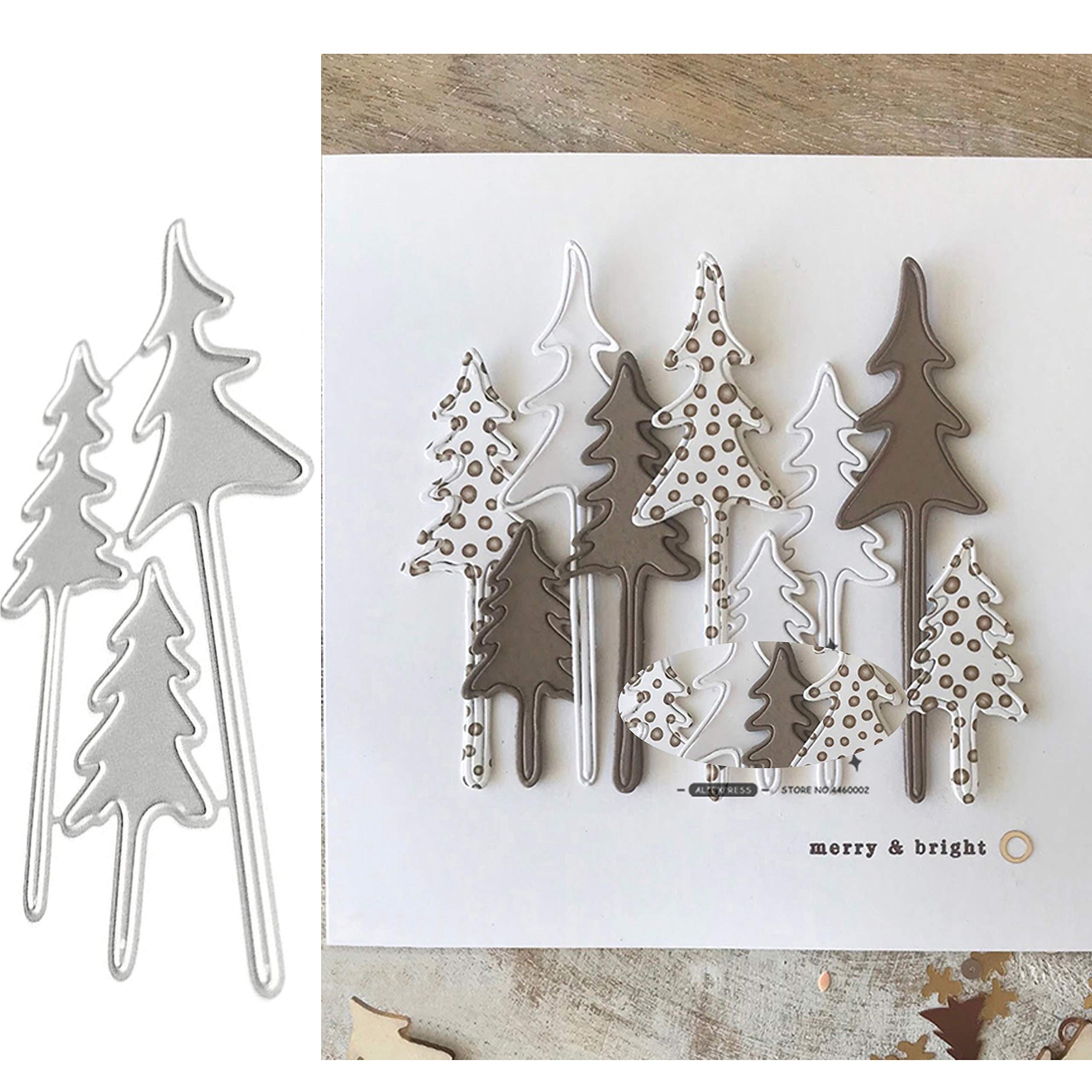 Fclily@JJ 3pcs Tree Metal Die Cuts, Christmas Tree Cedar Deer Cutting Dies, Stencils for DIY Scrapbooking Album Decorative Embossing Paper Dies for Card Making