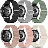 Stretchy Bands Compatible with Samsung Galaxy Watch 7 6 4 5 Band 40mm 44mm/Watch 6 4 Classic 47mm 43mm 42mm 46mm/5 Pro/FE/Active 2, 6 Pack 20mm Nylon Sport Strap for Galaxy Watch 7 Band Women Men