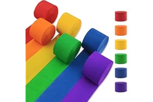 Oun Nana Crepe Paper Streamers 6 Rolls Rainbow Streamers 2.2 Inches 738 Feet, Streamers Party Supplies for Birthday, Wedding, Baby Shower, Bachelorette Party, Graduations Decorations, DIY Crafts