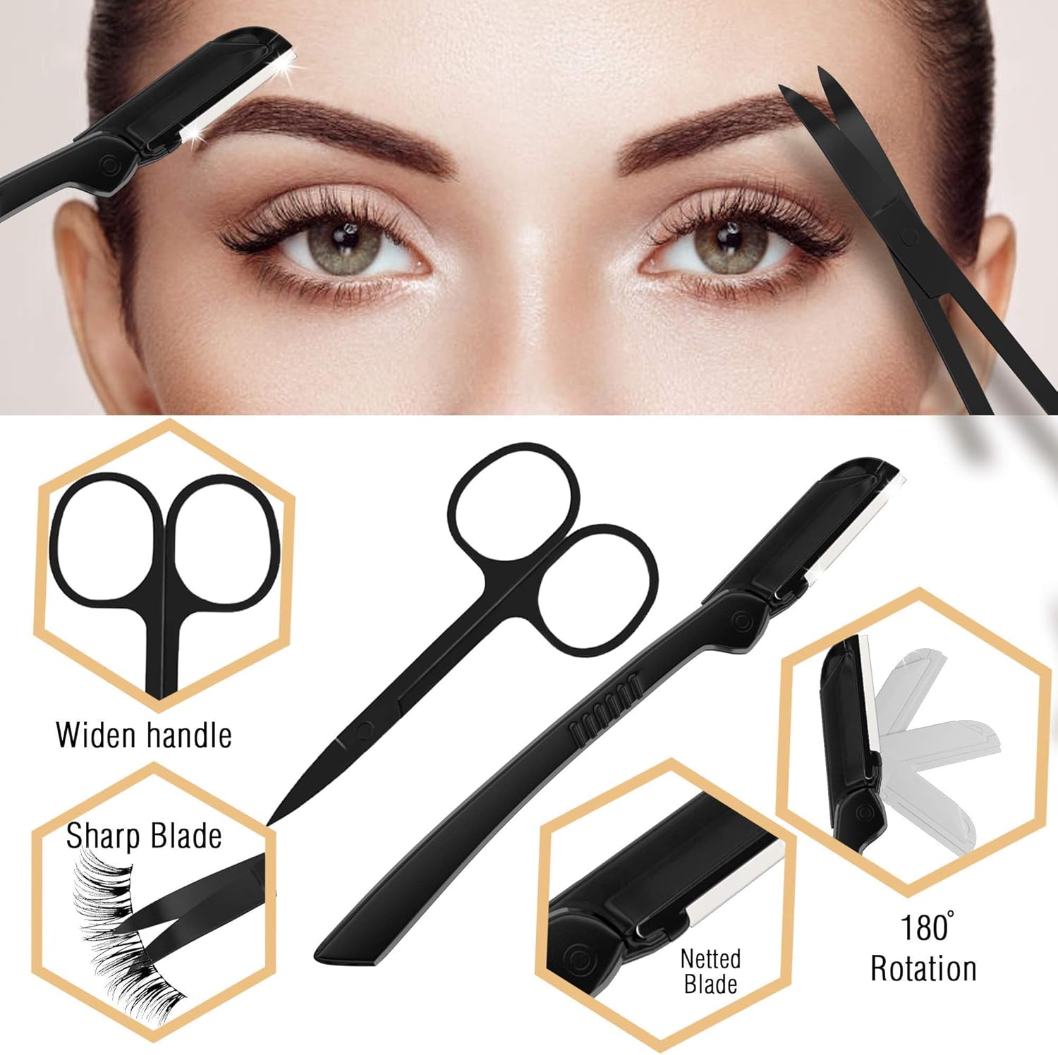 Eyebrow Kit, 8in1, Tweezers for Women and Men – Shaping, Grooming, Threading, Trimming Kit Including Razor, Pencil, Eyebrow Scissors and Brush with Portable Travel Case: Home Improvement