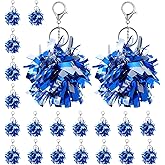 Abeillo 24Pcs Cheer Pom Pom Keychain for Cheerleader Gifts, Cute Cheerleading Keyring Charm Foil with Keychain Hooks, Perfect for Cheerleading Pins, Competition Awards & Backpack Charms