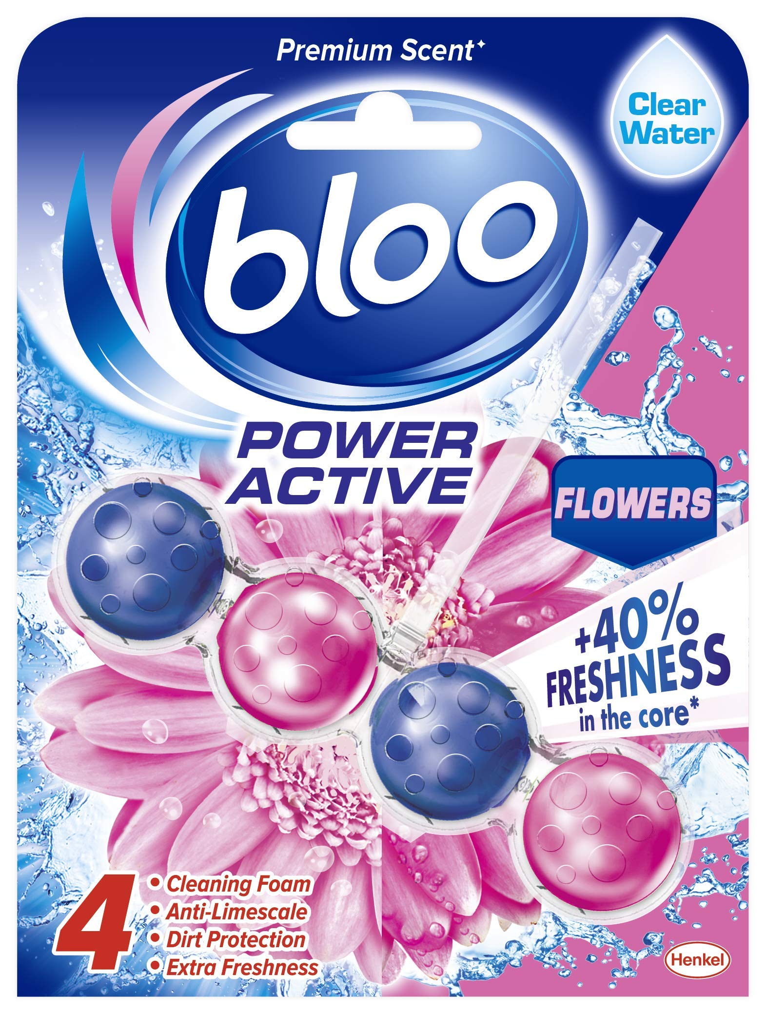 Bloo Power Active, Flowers, Toilet Rim Block, Pack of 10