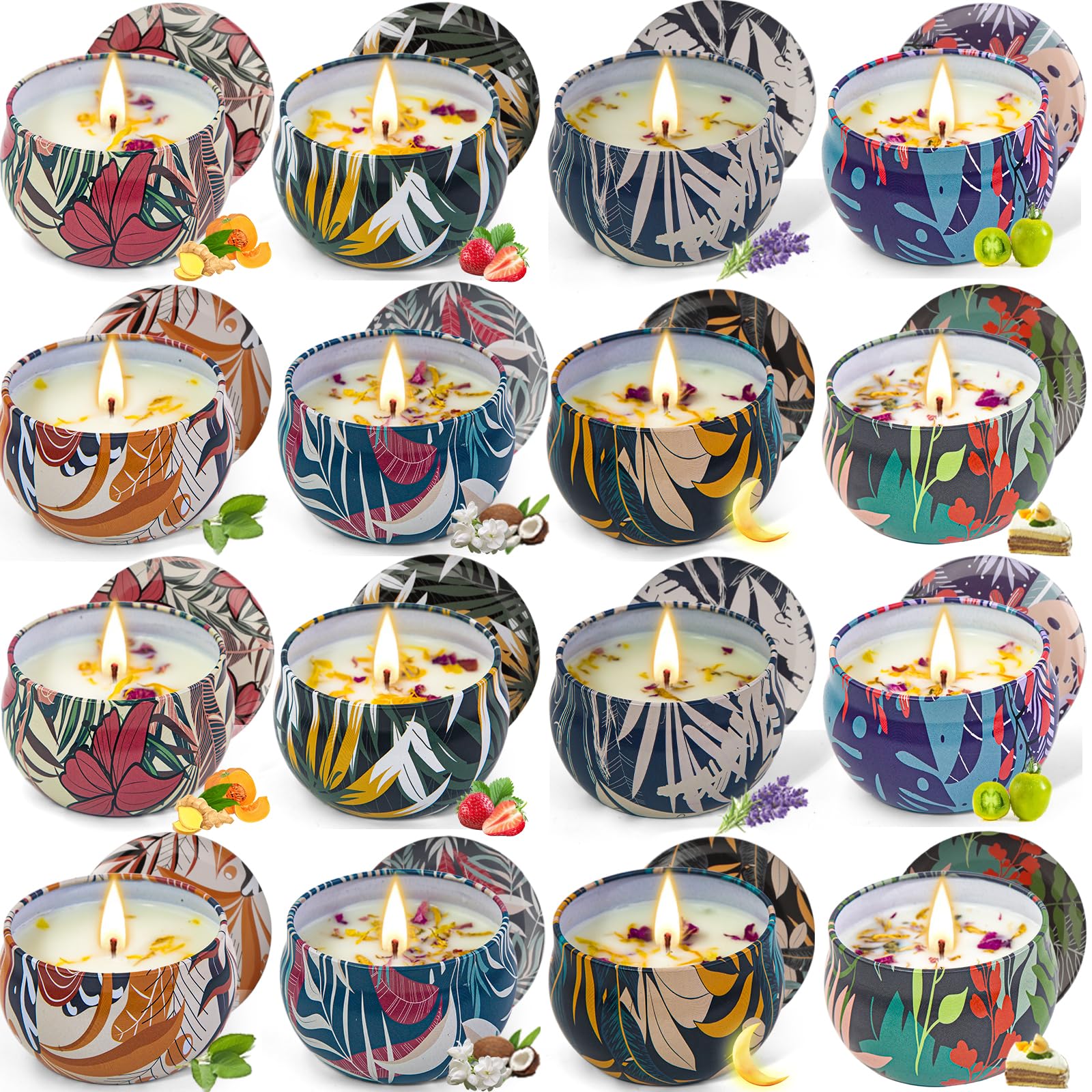 Scented Candles Gifts Set, 16 Pack Candles Bulk for Home Scented, 320H Long Burning, Natural Soy Wax Aromatherapy Small Candles, Party Favors for Women, Gifts for Mom SPA Birthday Anniversary
