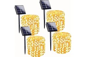 LORRYTE 4-Pack 160FT 400 LED Solar String Lights for Outside, Solar Christmas Lights Outdoor with 8 Modes, Twinkle Solar Fairy Lights for Tree Christmas Wedding Party Decorations Garden Patio (Warm White)