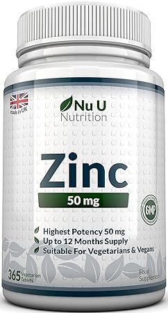 ZINCO 50mg Nu U Nutrition - 365 compresse (Fornitura per 12 Mesi), 1 Compressa Facilmente Deglutibile Al Giorno di Zinco Gluconato
