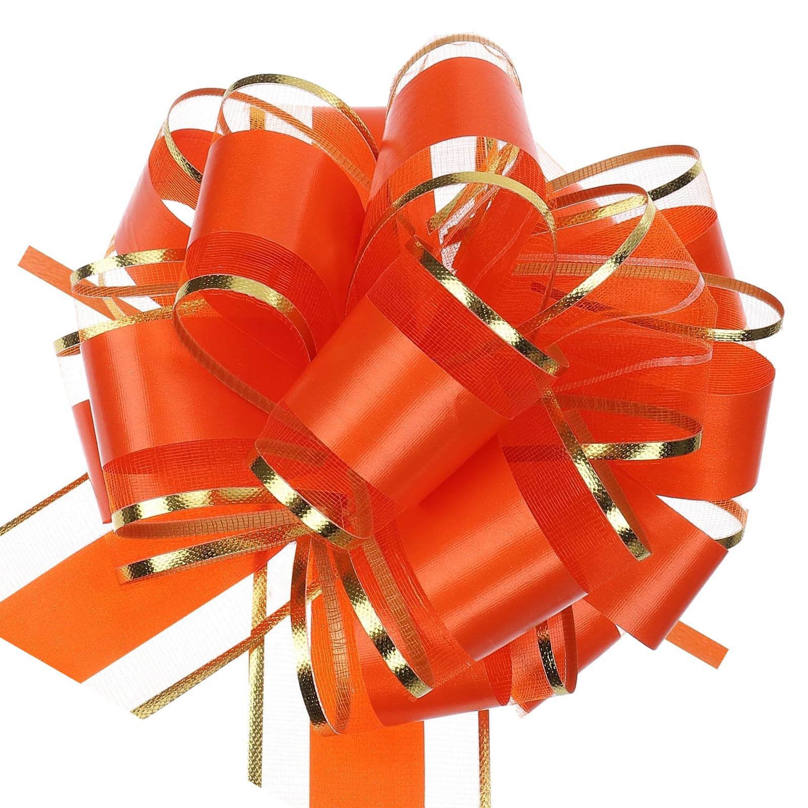 MACHSWON 10pcs 6 Inch Orange Red Pull Bows with Gold Edge Ribbon Large Gift Bows for Valentine's Day Xmas Holiday Decoration Baskets Gift Wrapping