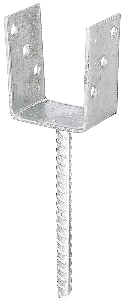 GAH-Alberts 214258 U-Pfostenträger mit Betonanker aus Riffelstahl - feuerverzinkt, lichte Breite: 81 mm