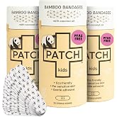 PATCH Kids Eco-Friendly Bamboo Adhesive Bandages for Abrasions &amp;, 25 ct | Adhesive Strip,Sterile,3/4 X 3 Inch