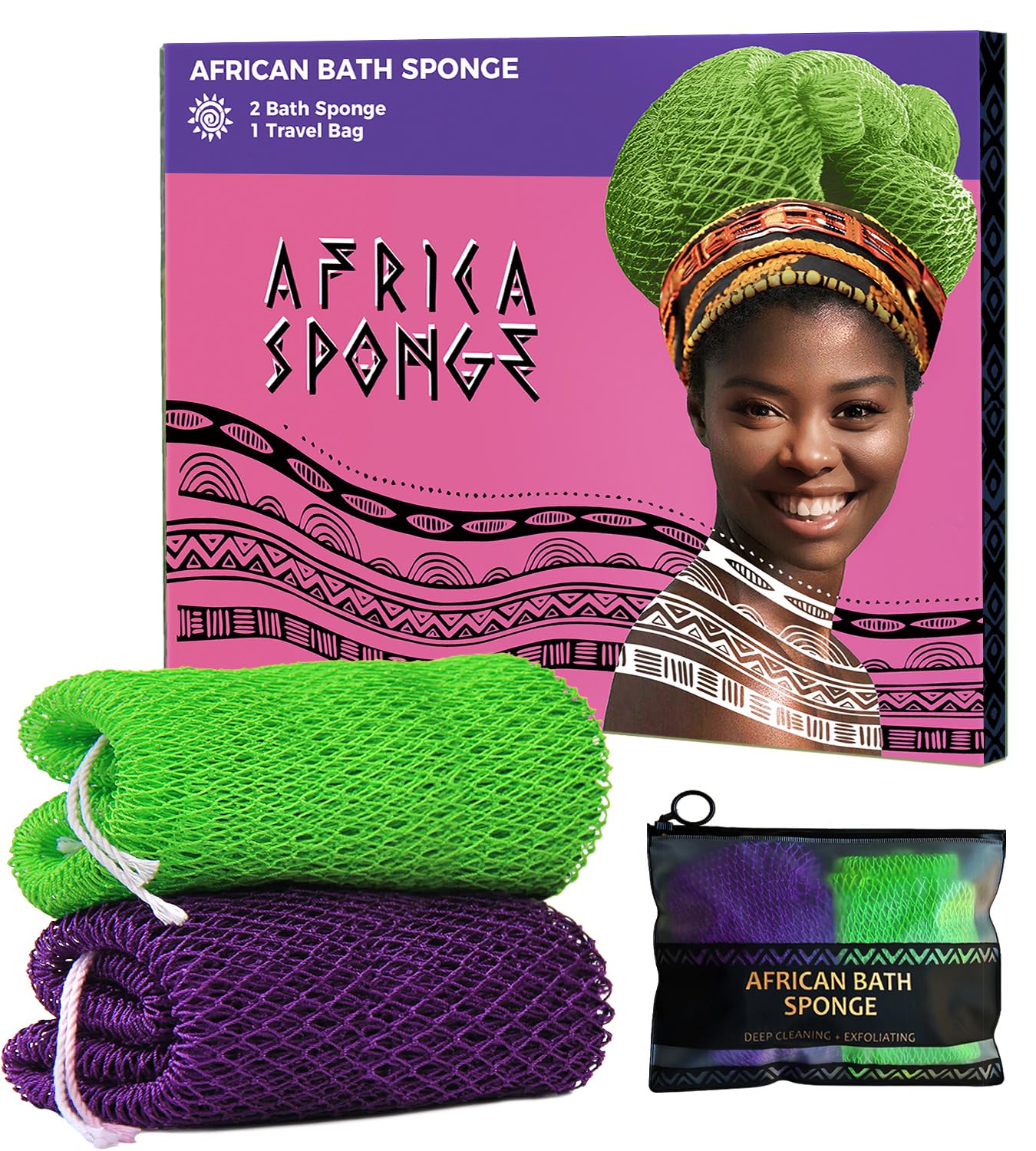 African Net Sponge Authentic - 2 Pieces Real