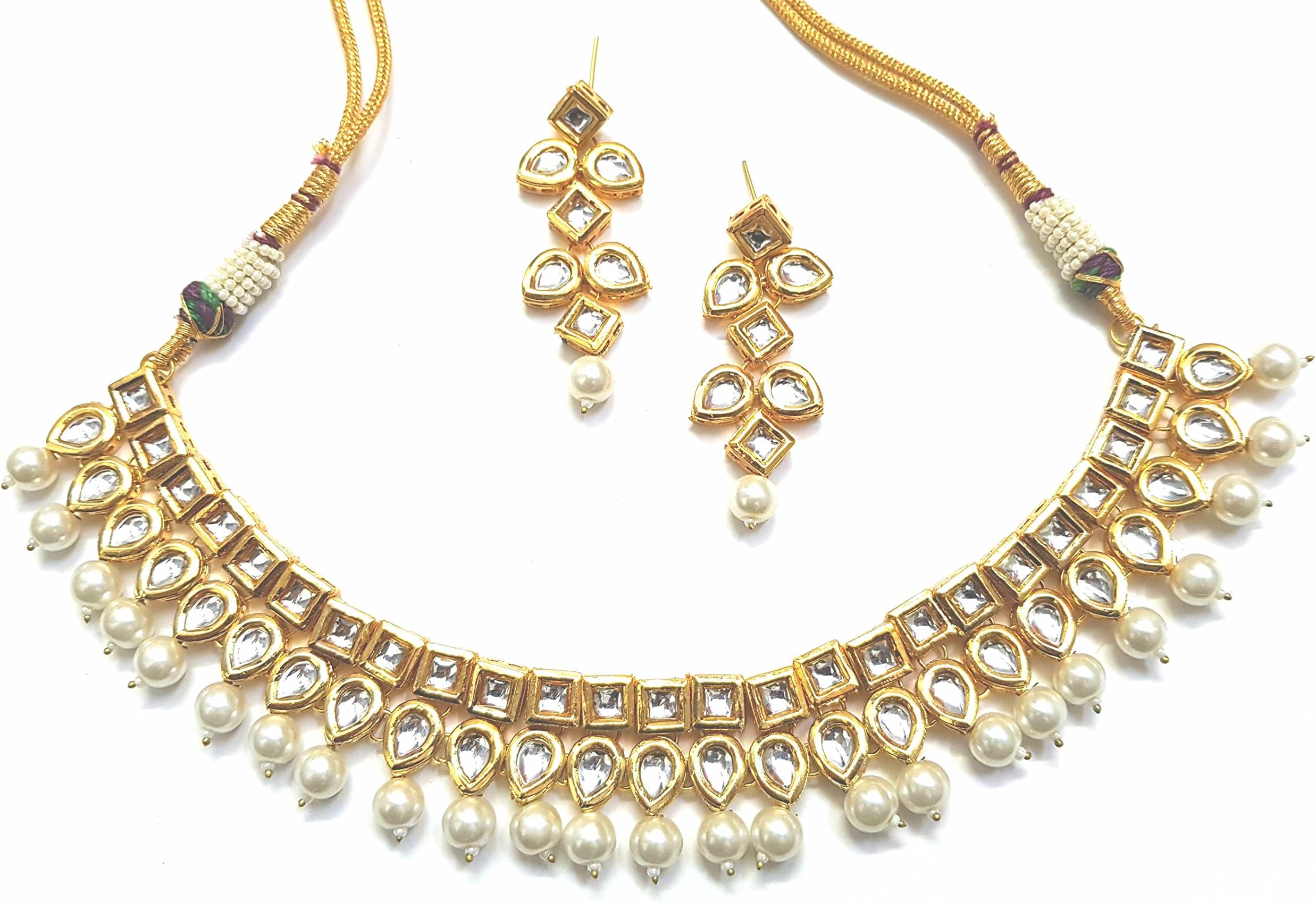 Mesmerising Double Strand fine Quality kundan String with Pearl Drops String Necklace Set