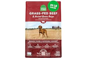 Open Farm, Ancient Grains Dry Dog Food, Protein-Rich & Nutrient Dense, 90% Animal Protein Mixed with Non-GMO Fruits, Veggies and Superfoods, Grass-Fed Beef Recipe, 22lb Bag