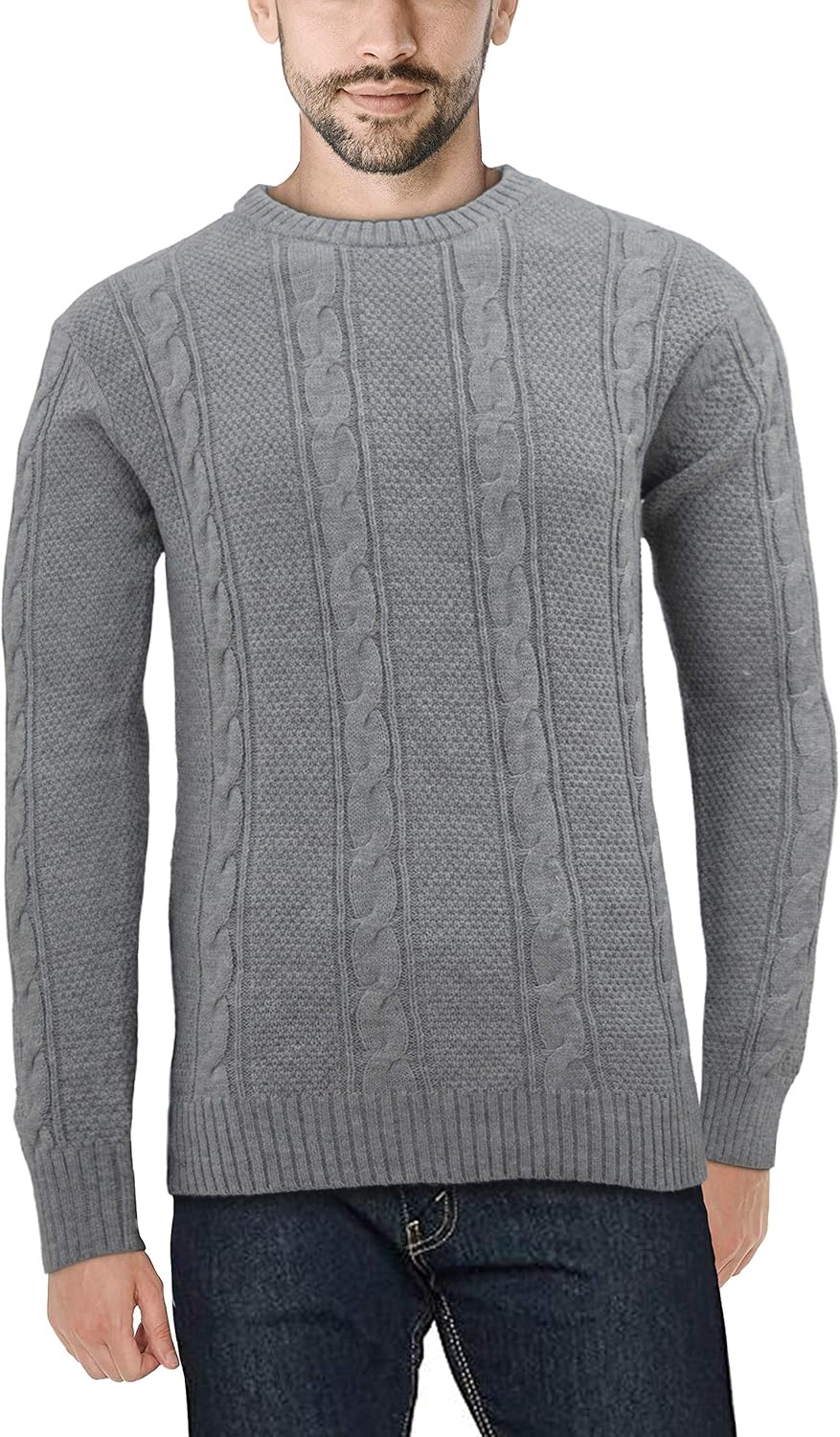 XRAY Suéter de punto para hombre con cuello redondo y manga larga para hombre, Cuello redondo XRAY Suéter de punto para hombre con cuello redondo y manga larga para hombre, Cuello redondo