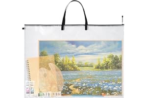 Waterproof Art Portfolio Case 28 x 39 Inch Large Art Portfolio Bag with Zipper and Handle for Artwork Light Weight Nylon Art 