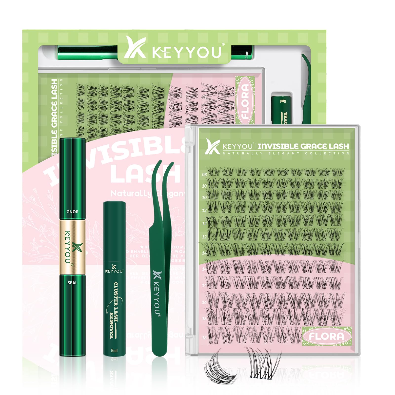 Photo 1 of KEYYOU Fairy Lash Clusters Kit Venus Lash Extension Kit D Curl 120Pcs Eyelash Extension Wispy Natural Invisible Band with Waterproof DIY at Home(Venus-D-8-18MIX)