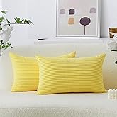 Home Brilliant Yellow Spring Pillow Covers 12x20 Lumbar Pillows Fall Decoration Supersoft Striped Decorative Pillow Cases for Couch Bench Sofa Winter Decor, 12 x 20 inch, Sundress