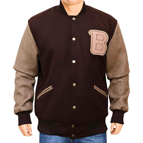 Marche Sydney H-line Miami Bomber Varsity Brown Racing Wool