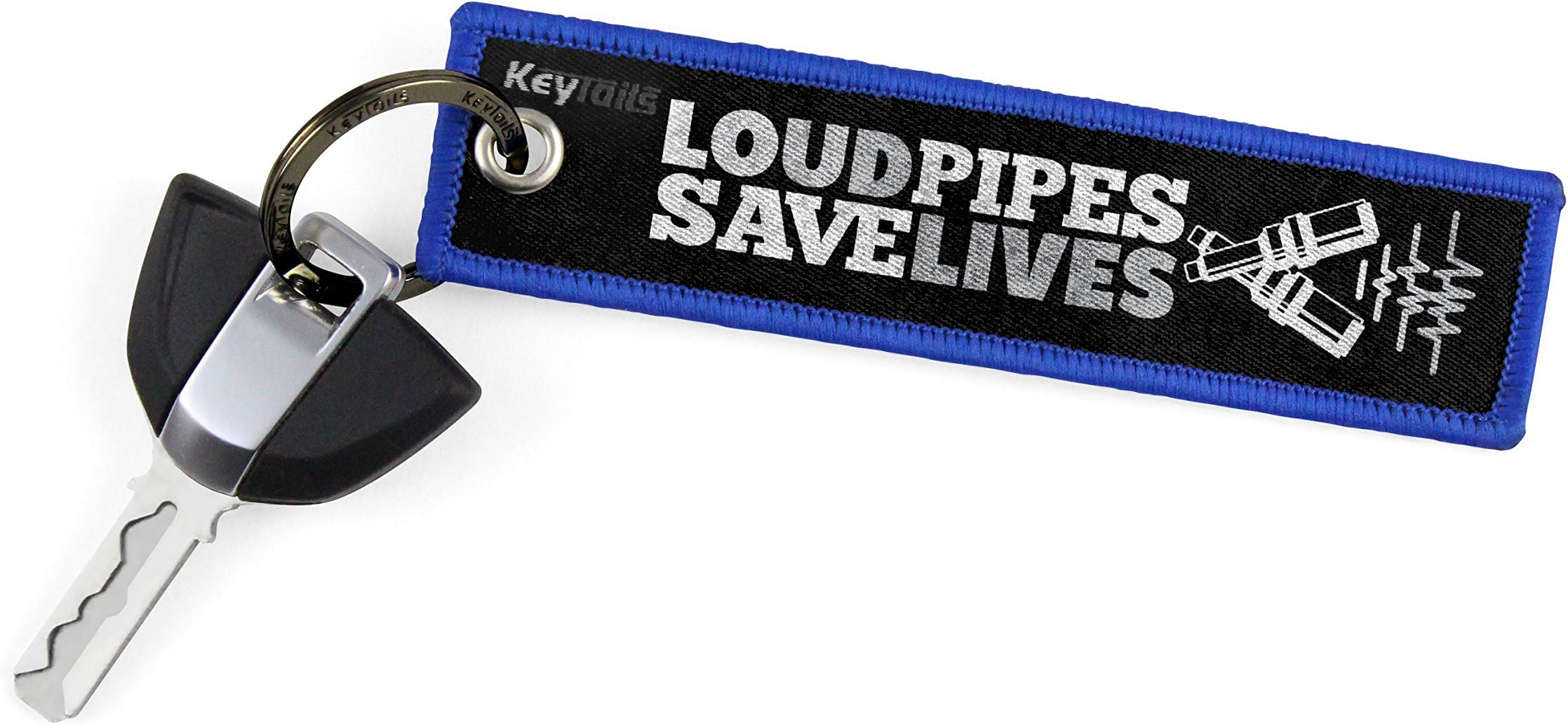 KEYTAILS Keychains, Premium Quality Key Tag for Motorcycle, Scooter, ATV, UTV [Loud Pipes, Save Lives]