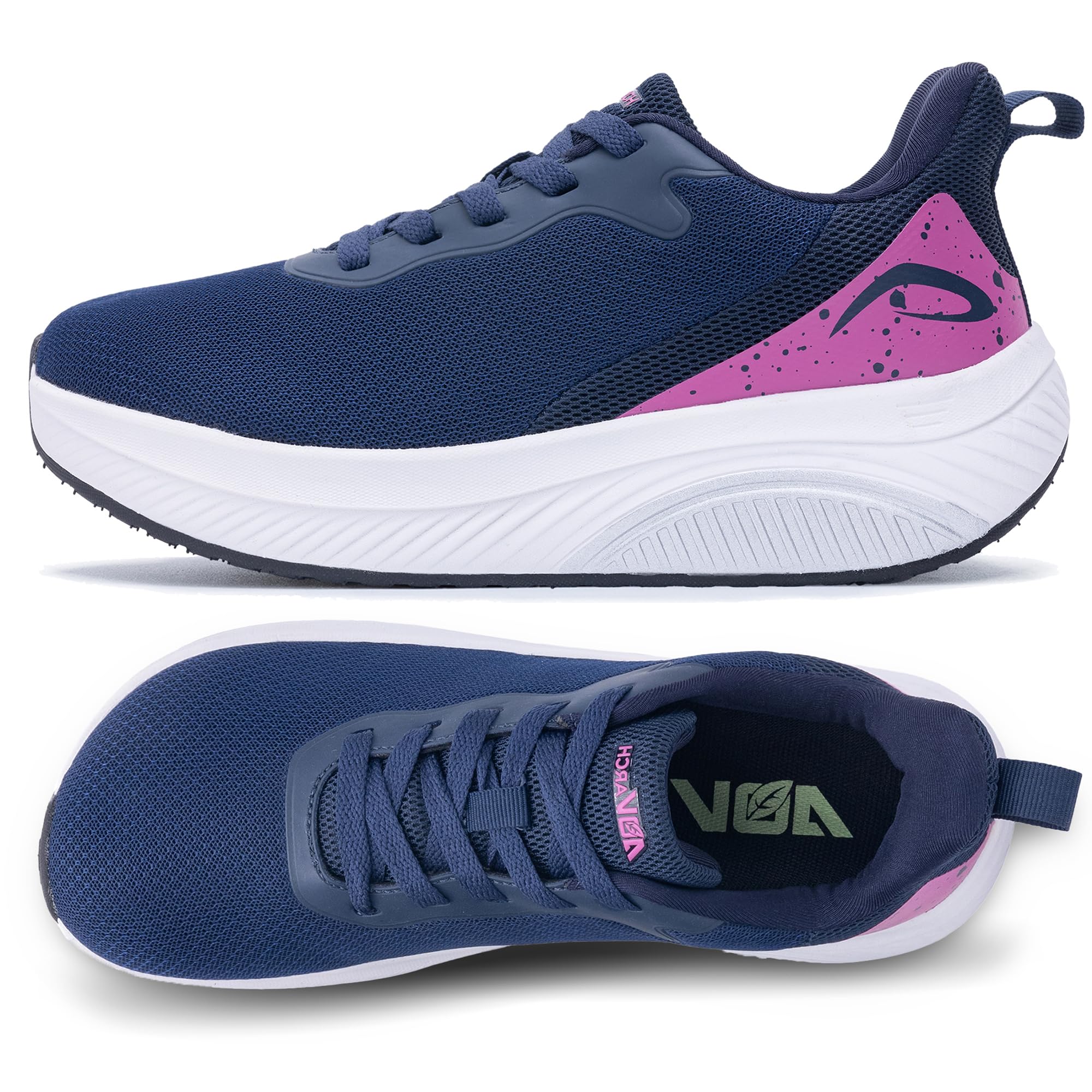 Photo 1 of GANNOU Wide Toe Box Walking Shoes Arch Support Plantar Fasciitis Sneakers Orthotic Tennis Shoes RoseBluePink Size 9